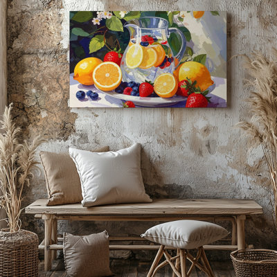Canvas Refreshing Citrus And Berry Still Life Canvasbright Summer Fruit Painting Wall Art