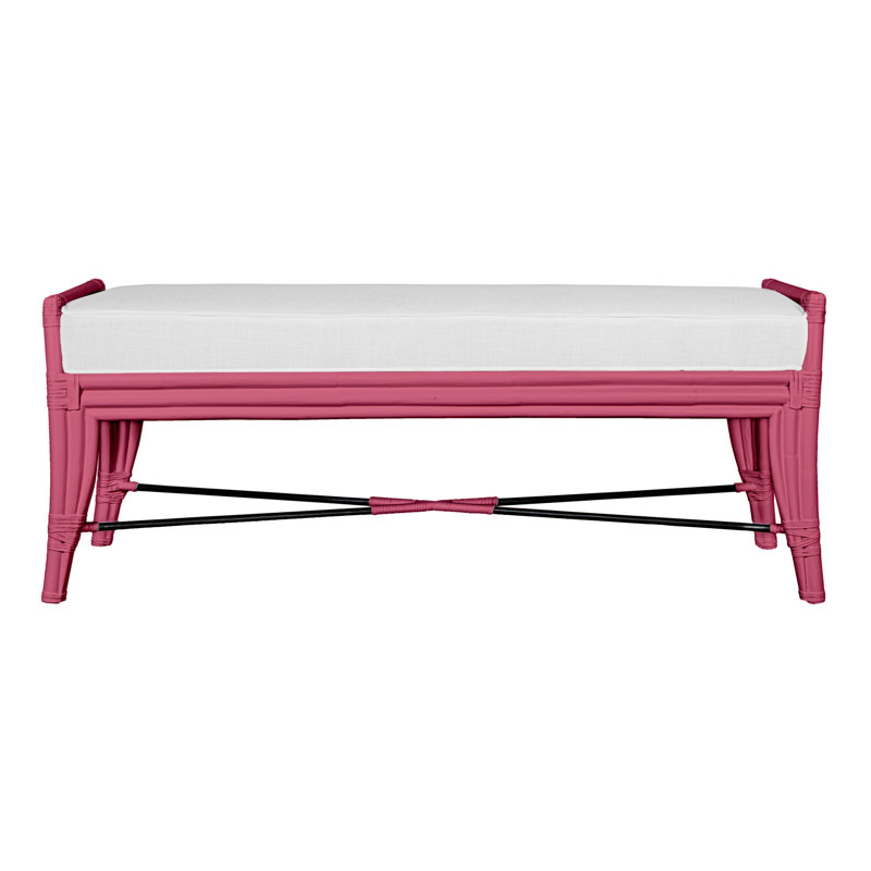 Malacca Upholstered Bench, Hisbiscus Pink