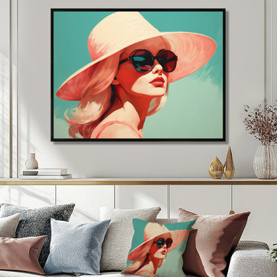 Retro Glam Beauty With Black Sunglasses - Fashion Woman Wall Art Decor
