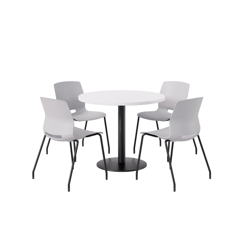 4 - Person Bar Height Dining Set, Maple, Blue/Black, 29" H x 36" L x 36" W