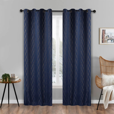 Vedder Modern Textured Waves Polyester Room Darkening Room Darkening  Curtain Pair