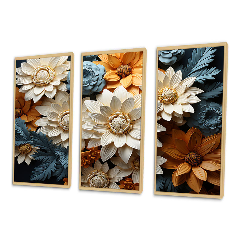 «Colorful Daisy Blossom Bliss - Daisies», ensemble d'art sur toile, Cadre naturel flottant, H 40 po x l 60 po x P 1 po