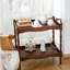 Chariot de service mobile à deux niveaux en bois massif brun vintage de 67 cm (26,38 po)