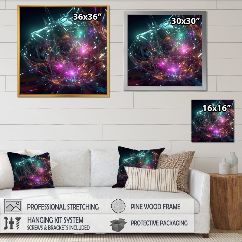 Atomic Abstraction Photonic Crystals - Print, 16" H x 16" W x 1" D, Black Single Picture Framed