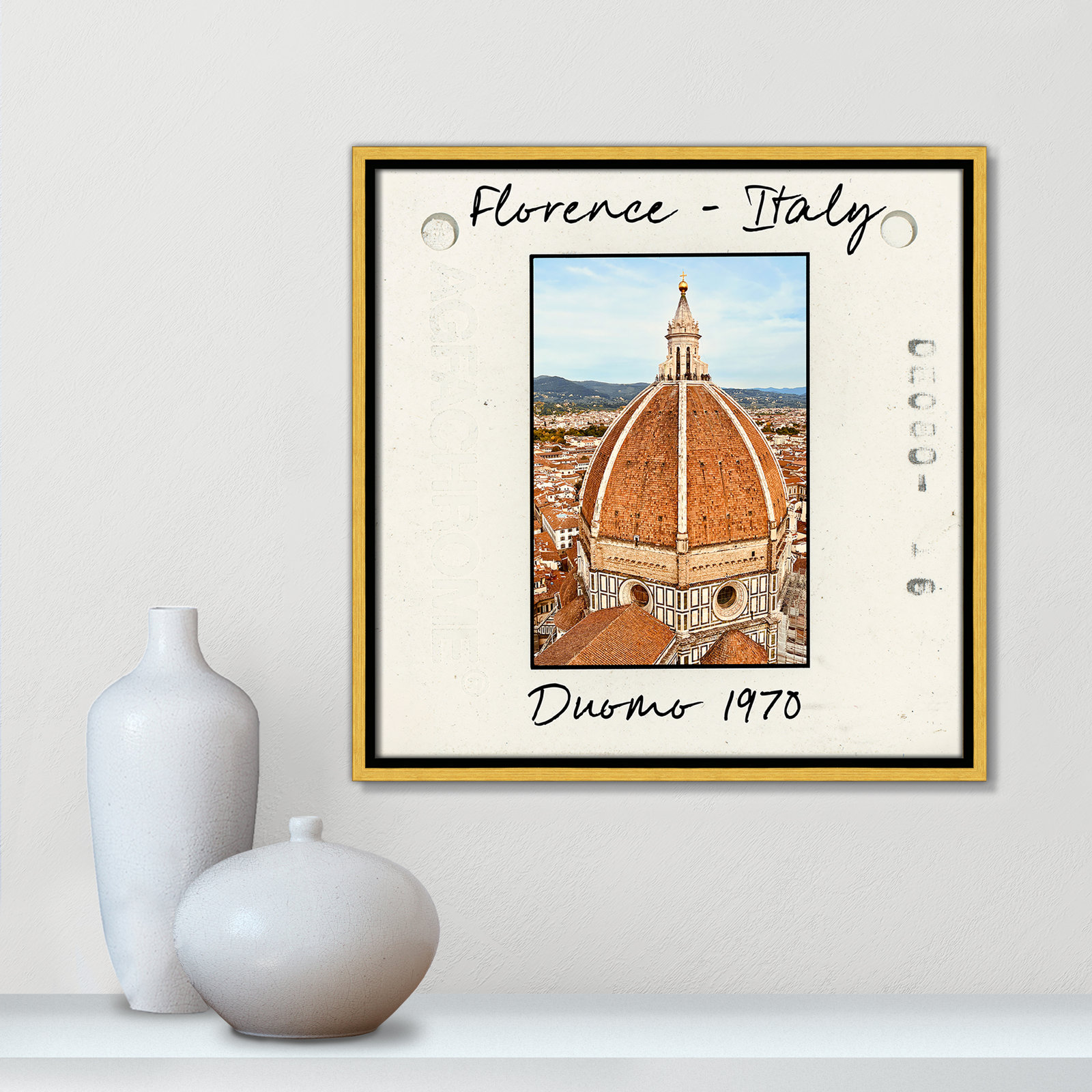 Florence Italy - Duomo Print by Susan Jill, 17.5" H x 17.5" W x 2" D, Gold Floater Framed Canvas