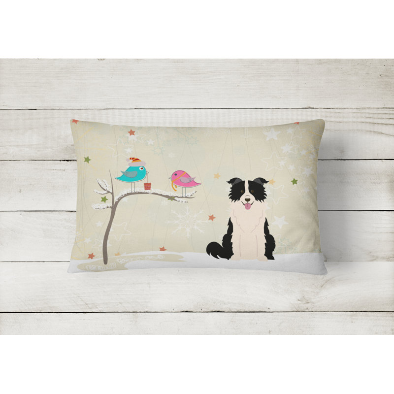 Coussin lombaire intérieur/extérieur carré de noël, Noir / blanc