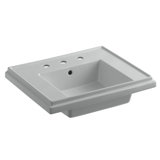 Tresham® Ceramic 24" Pedestal Bathroom Sink with Overflow