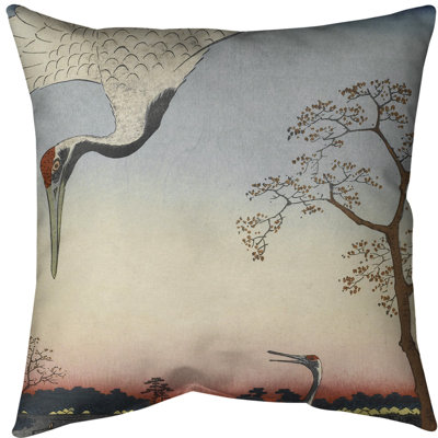 Housse de coussin en jeté japonaise grues