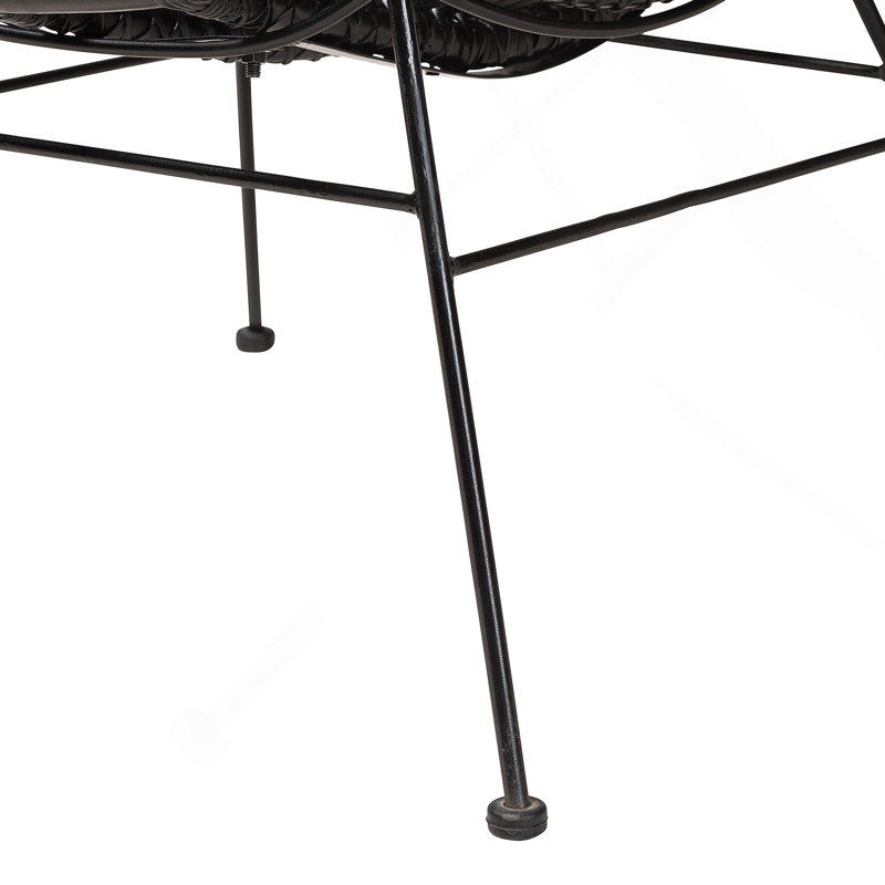Fauteuil d'appoint moderne bohémien en rotin noir et métal