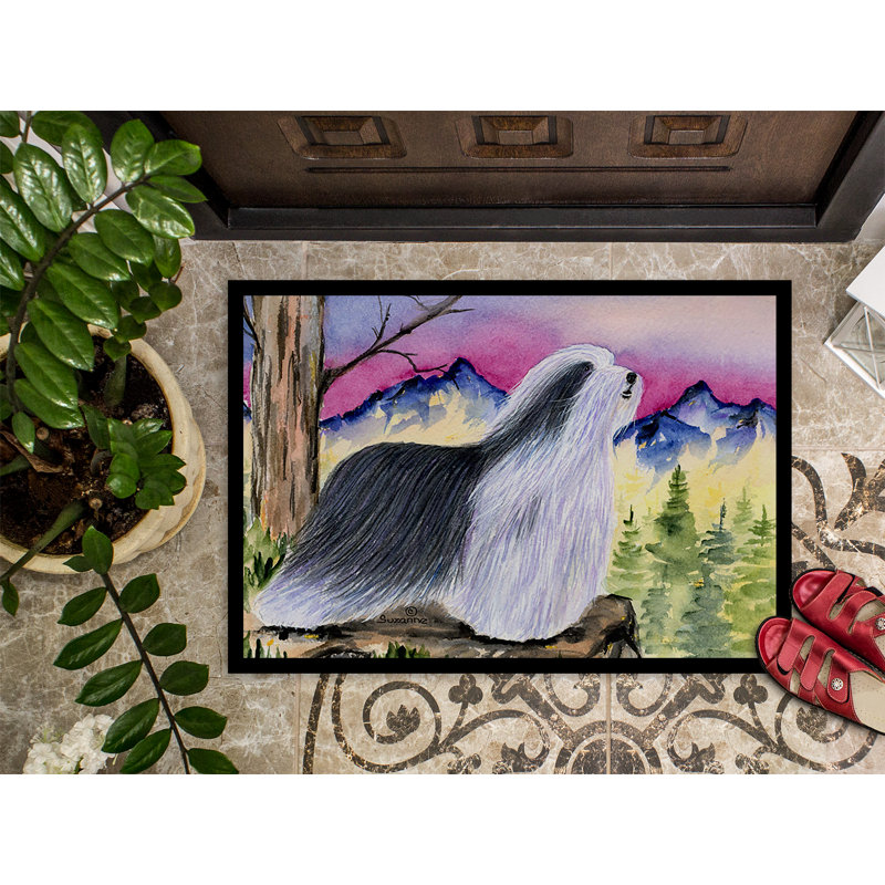 Tapis de porte d’intérieur anti-dérapant barbu collie, Rectangle 1 pi 6 po x 2 pi 3 po