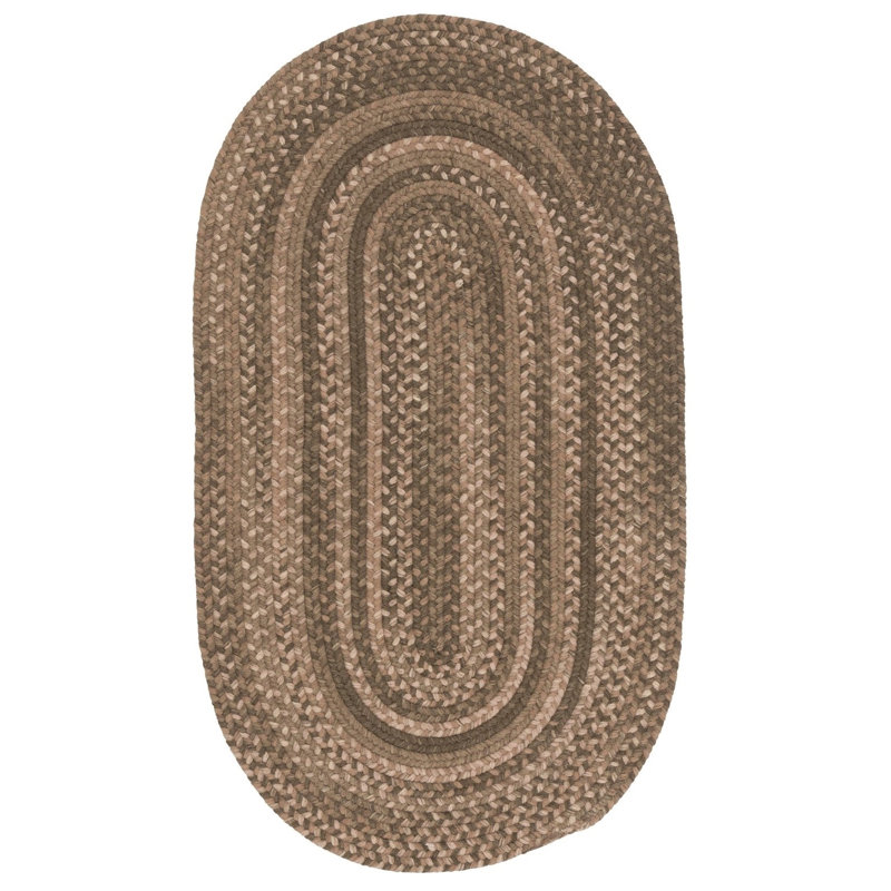 Tapis brun en laine tressé Nuriye, Ovale 9 pi x 11 pi