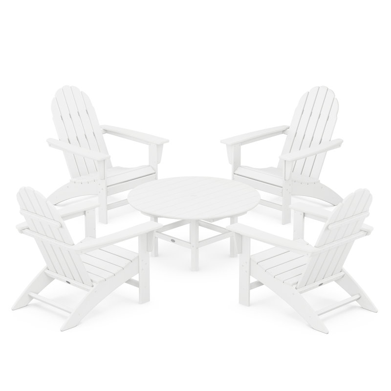 POLYWOOD Vineyard 5-Piece Adirondack Chair Conversation Set, White