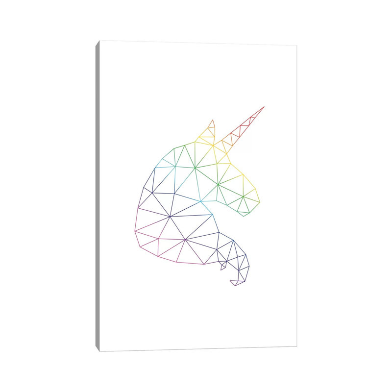Rainbow Unicorn Portrait by Nouveau Prints - Wrapped Canvas Gallery-Wrapped Canvas Giclée, 20.32 cm H x 30.48 cm W