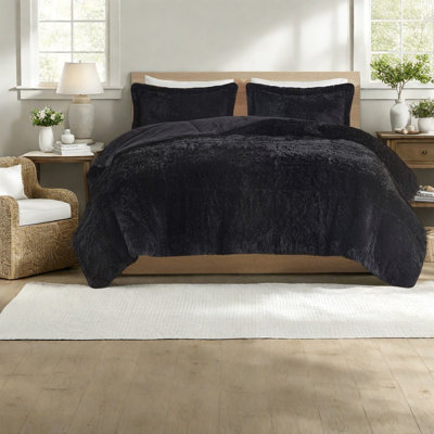 Ensemble de literie luxueuse en fausse fourrure à poils longs, édredon en polyester hypoallergénique pour les chambres modernes