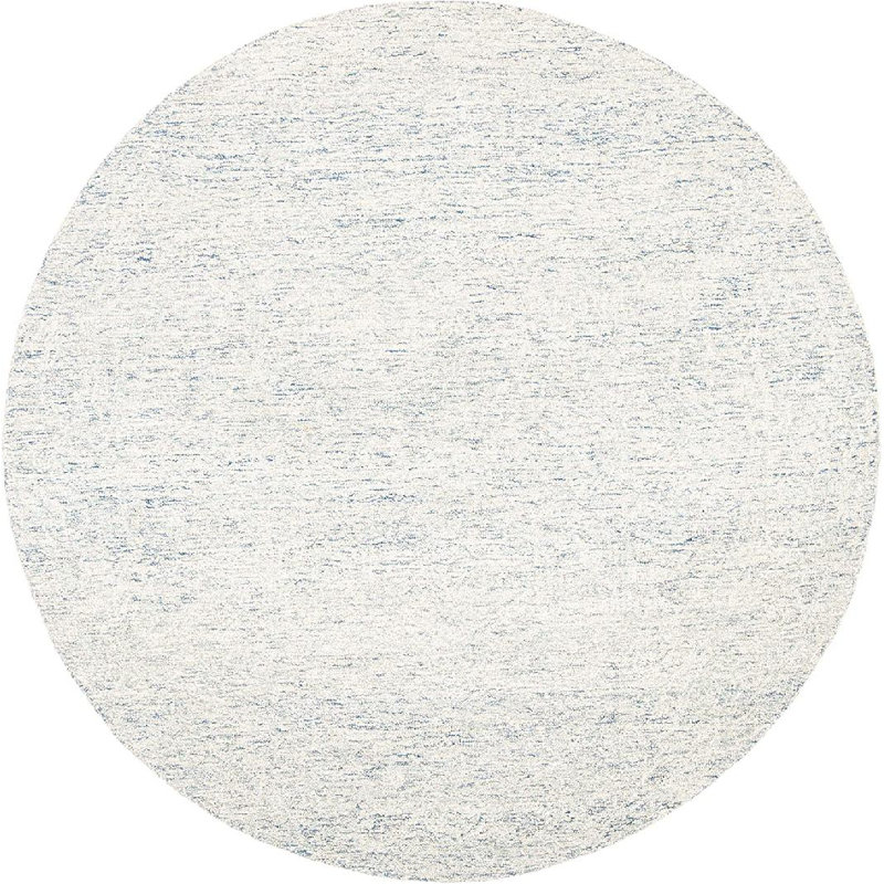 Tisya Hand Tufted Viscose/Wool Oriental Rug in White/Blue, Round 6'