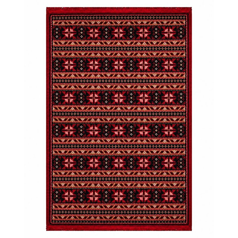 Tapis kilim lavable traditionnel à motif oriental vintage pour le salon Tyngsborough 4 x 6, rouge et noir