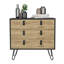 Commode H 29 po, commode 3 tiroirs, commode moderne avec pieds en épingle et détails métalliques, noir / macadamia-1806583081
