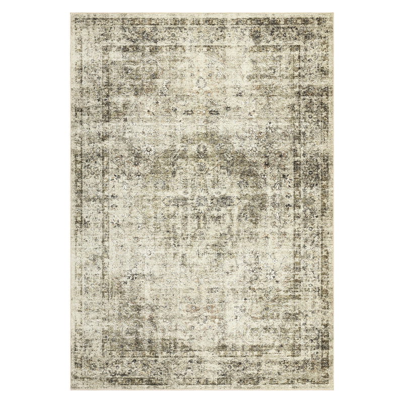 Machine Washable Rug with Rubber Backing for Living Room Oriental Non-Slip Area Rug Easy-Cleaning Vintage Floor Carpet for Bedroom Dining Room Office Playroom Nursery