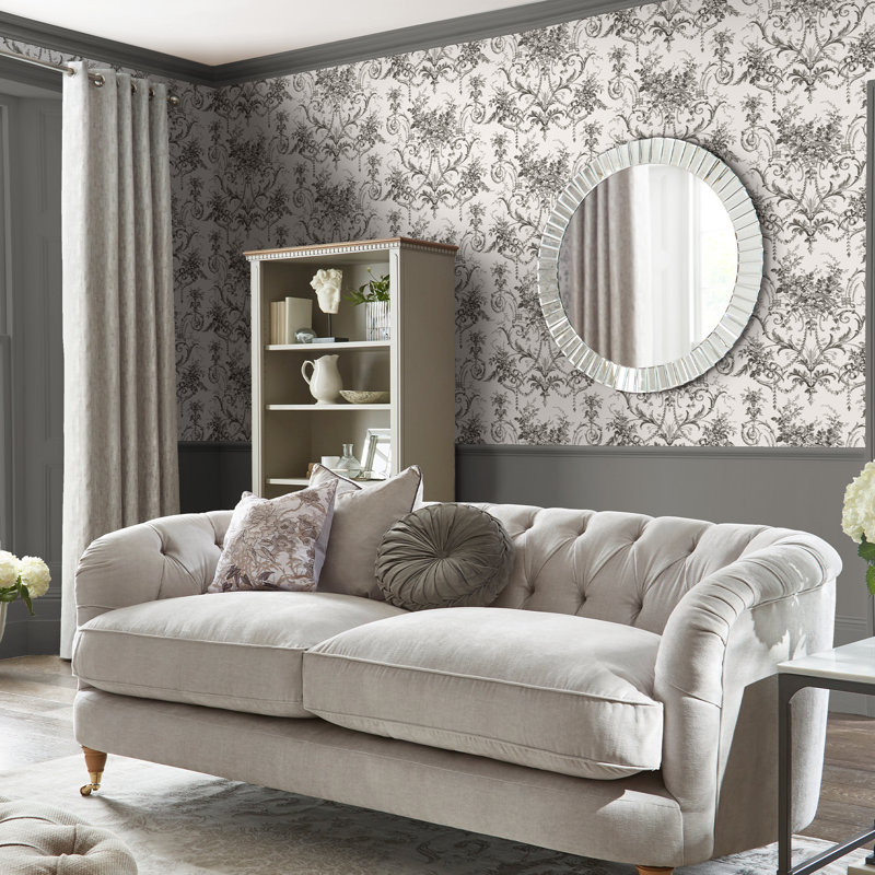 Laura Ashley Tuileries Charcoal Grey Wallpaper, Gray