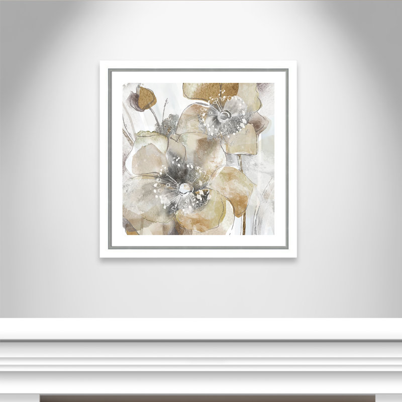 Modlin Taupe Spring Poppy II - reproduction de cadre photo, H 22,5 po x l 22,5 po x P 1,125 po, Blanc / argenté