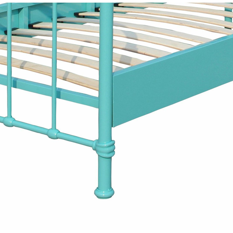 New York Metal Frame Bed, European Single (90 x 200cm), Turquoise