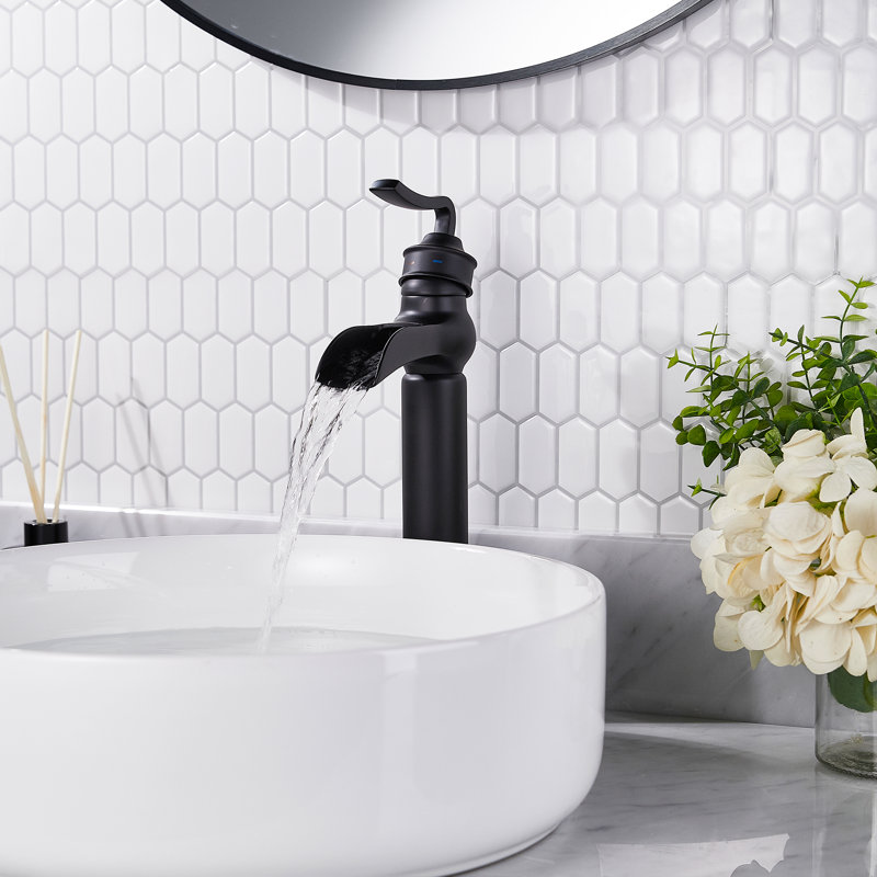 Waterfall Tap with Waste, Black