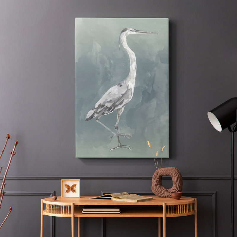 Aigrette sur azur II - Cavas enveloppés de galerie, H 48 po x l 32 po