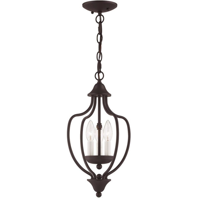 Lustre empire géométrique à 3 lumières, Bronze
