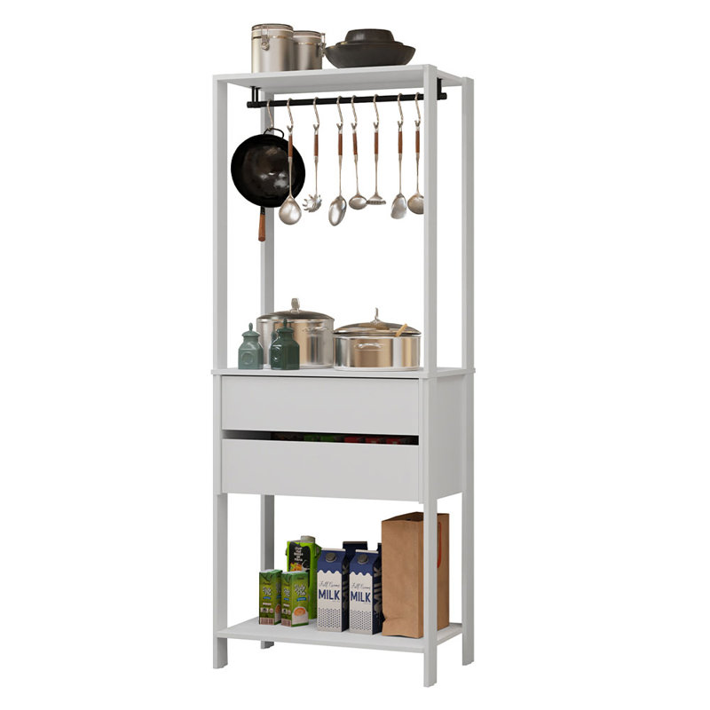 Support de rangement pour garde-manger avec 2 tiroirs et espace de rangement polyvalent L 27 po Madesa, Blanc