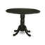 L'ensemble de table de cuisine 3 pièces comprend une table de salle à manger ronde avec Dropleaf et 2 chaises rembourrées en tissu de lin bleu, noir-109975832-106914683-106914681