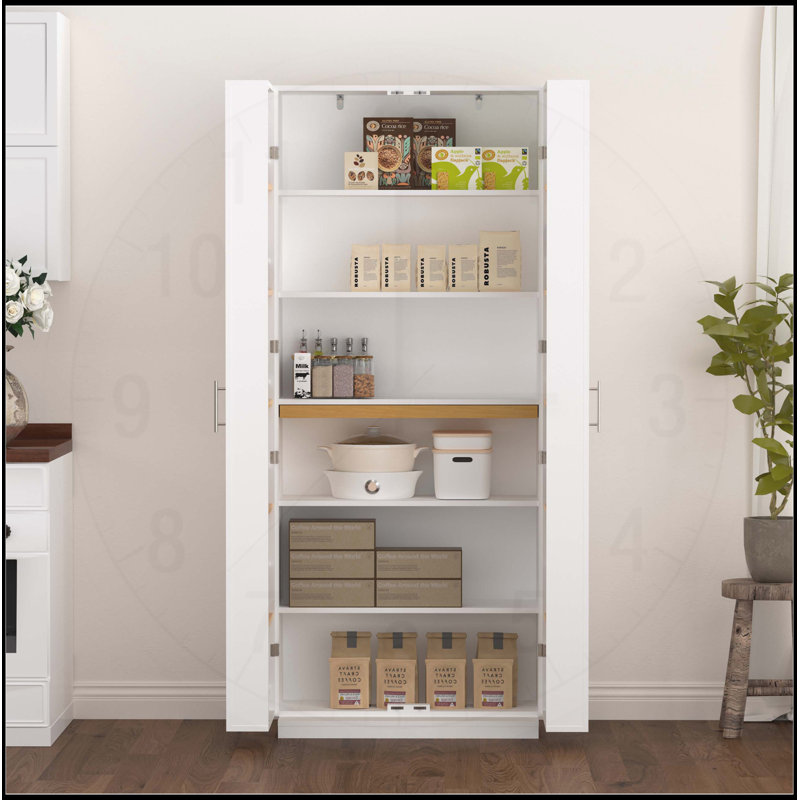 Armoire de cuisine autoportante avec tablettes et portes réglables, parfaite pour le rangement et l'organisation dans n'importe quelle pièce