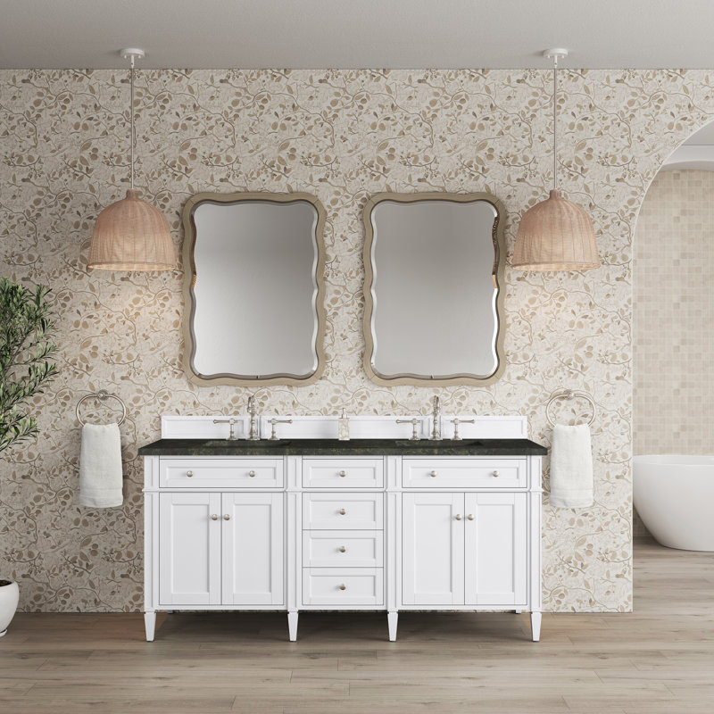 Meuble-lavabo double l 72 po Dussault, Blanc brillant, 8 po, Phantome Eclos