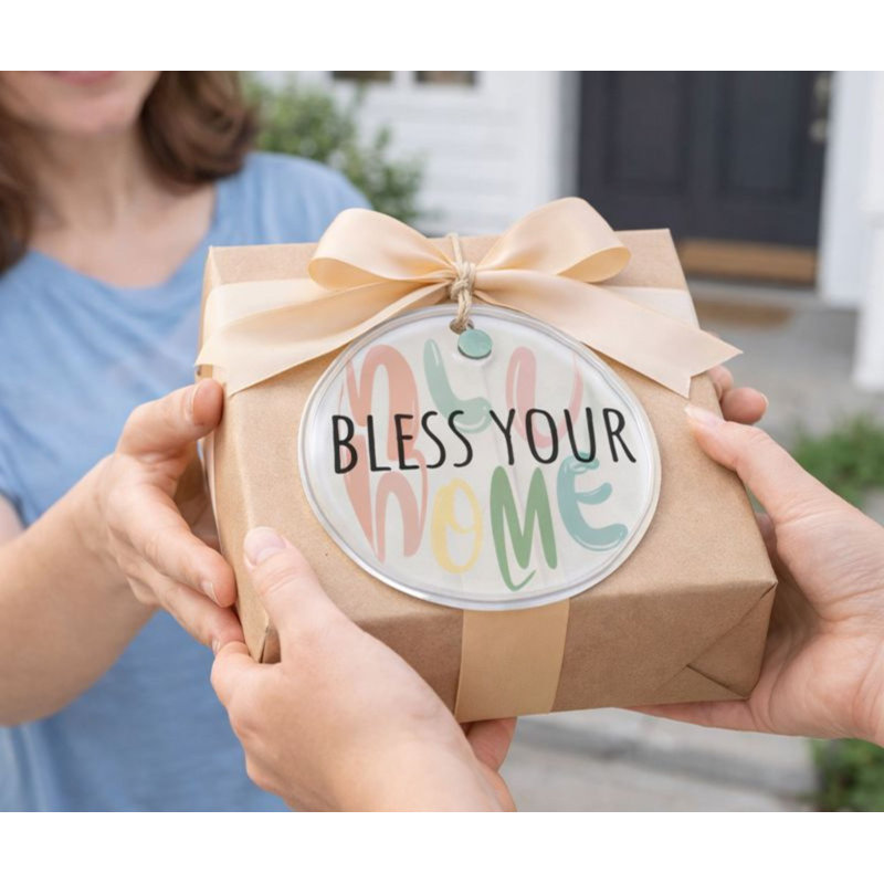Ornement en verre «Bless Your New Home»