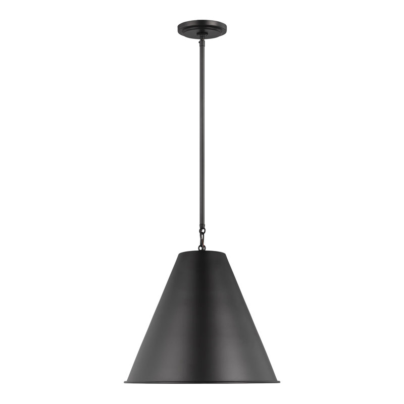 Camariae 1-Light Dimmable Steel Cone Pendant with Adjustable Height, Midnight Black, Midnight Black