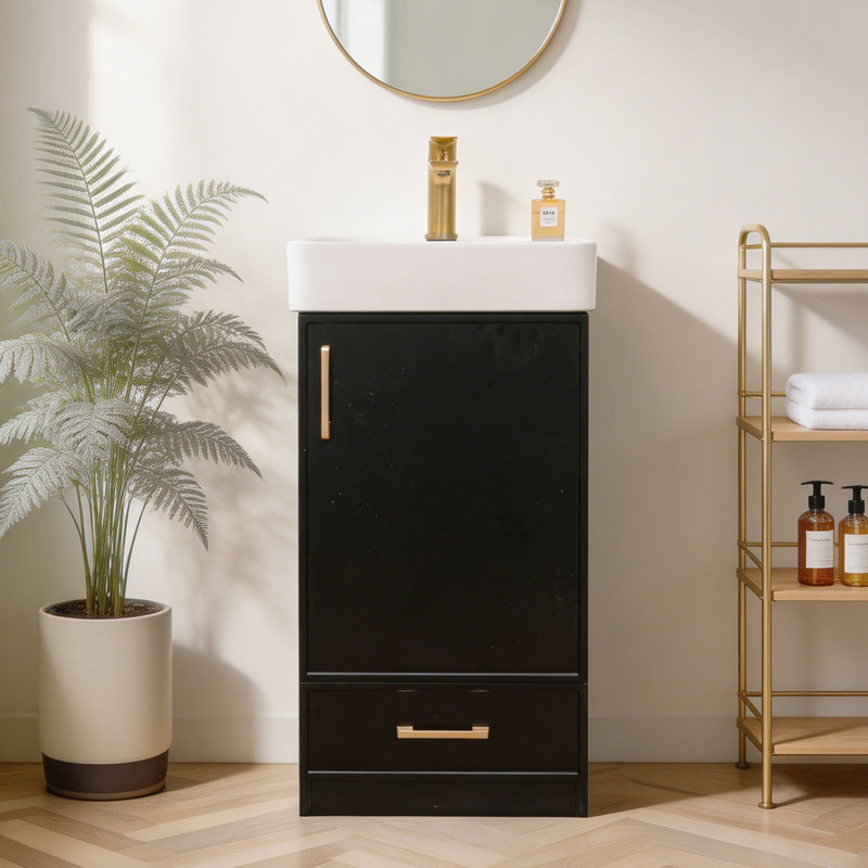 Arbutus 18'' Modern Free-standing Single Bathroom Vanity Set For Small Space, Matte Black