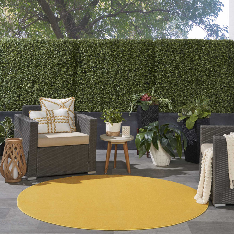 Tapis jaune uni Mullican Sandy, Rond 6 pi
