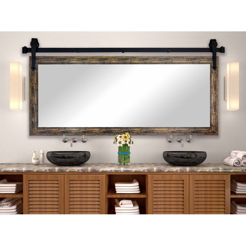 Miroir de salle de bain Ensley, 30,5 po x 59,5 po, Brun brossé