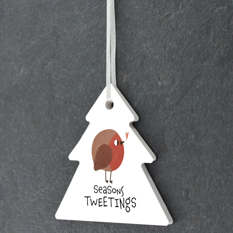 Sanson Seasons Tweetings Tree Shaped Ceramic Ornament