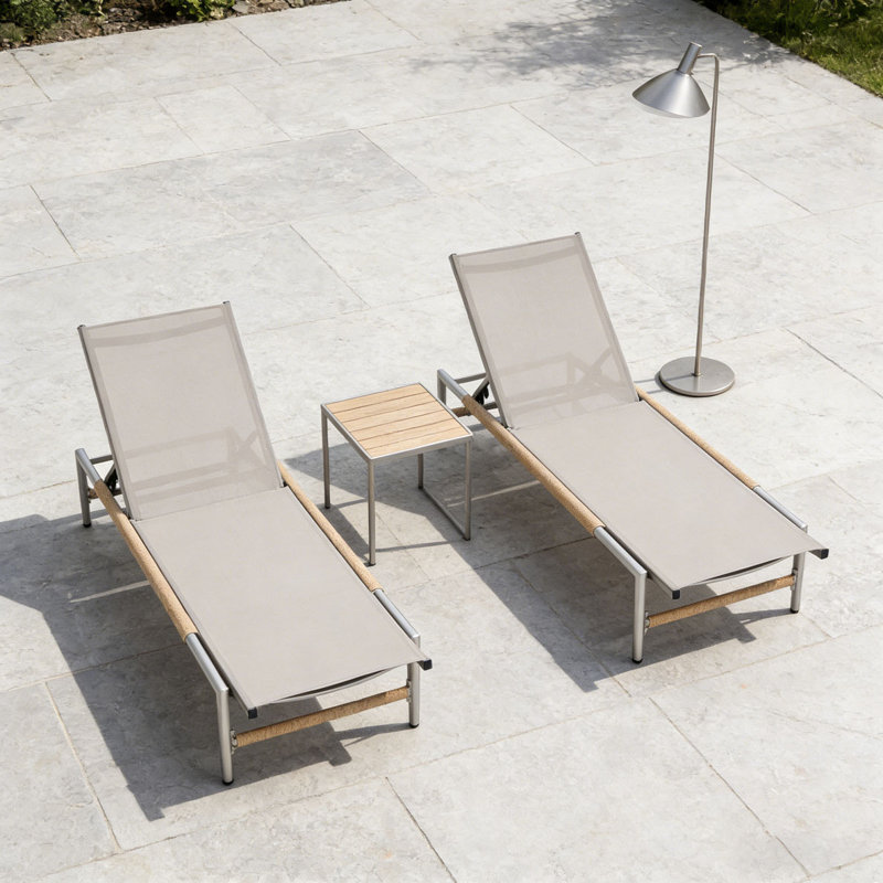 Outdoor Patio Aluminun Chaise Lounge, 2