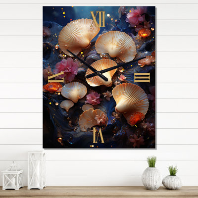 Bold Brushstrokes Of Clam On Beach II - Clam Wall Clock