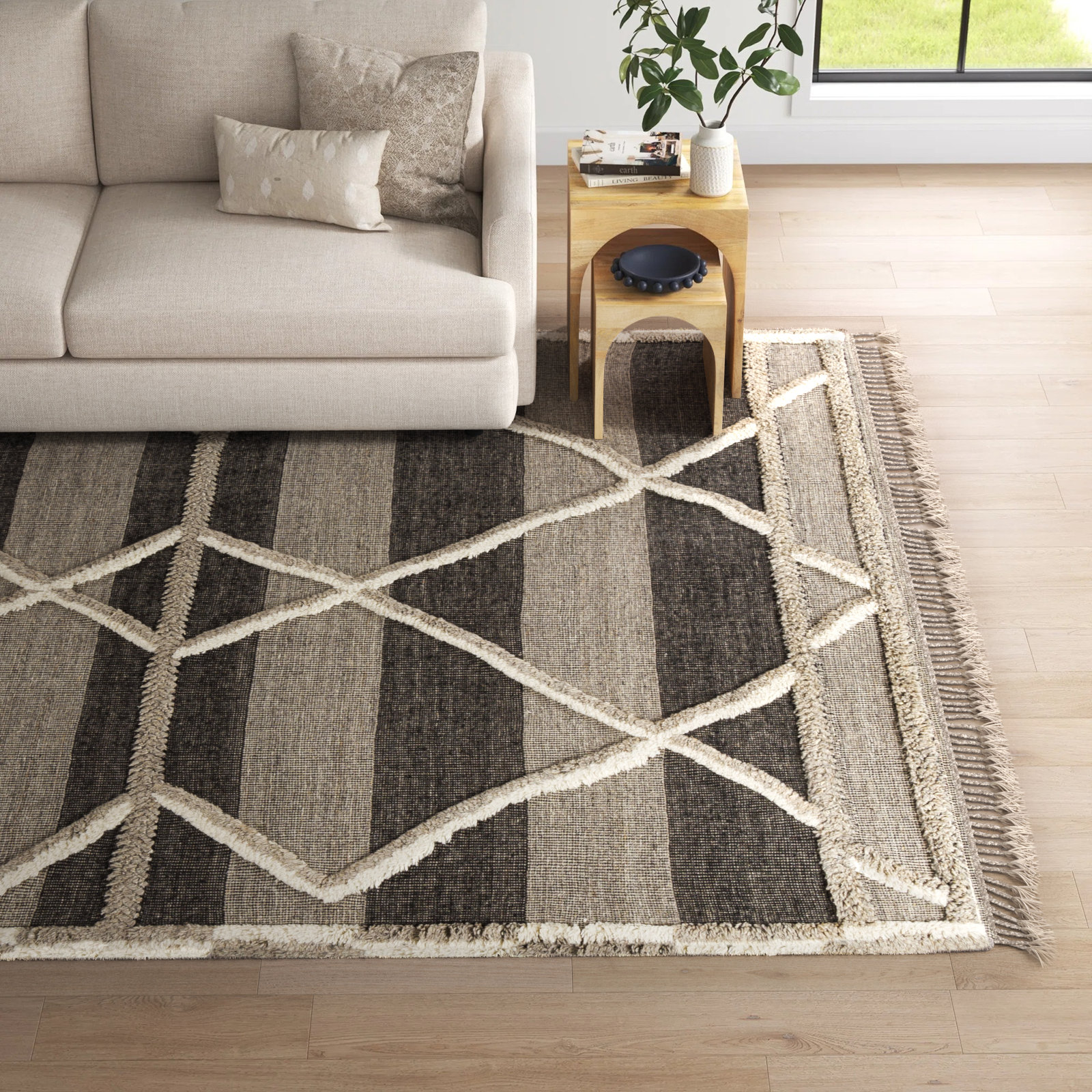 Leanna Hand-Knotted Gray Moroccan Rug, Rectangle 8'10" x 12'