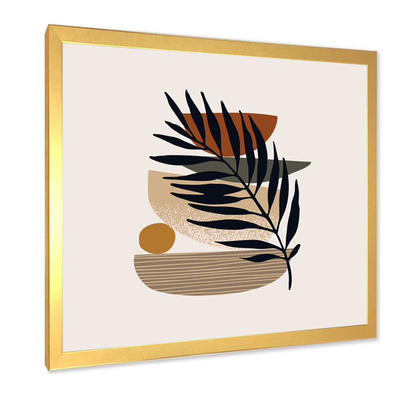 «Tropical Leaf Silhouettes and Shapes IV», impression sur toile, H 36 po x l 36 po x 1,5 po, Toile encadrée d'or