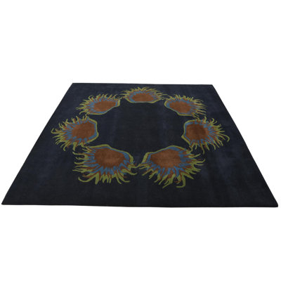 Tapis carré bleu marine Nova