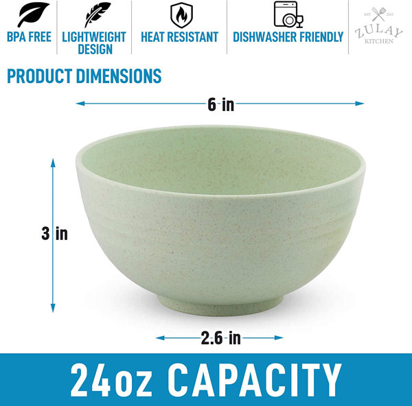 Plastic Cereal Bowls 8 Pieces 26 oz, Unbreakable And Reusable