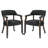 Wexford Collection Mid-Century Modern Upholstered Fabric Dining Chair, Wood Accent Chair with Arms and Casters for Dining Room, Vanity or Office, Velvet-Look Black Dining Chair-85578767-96287613