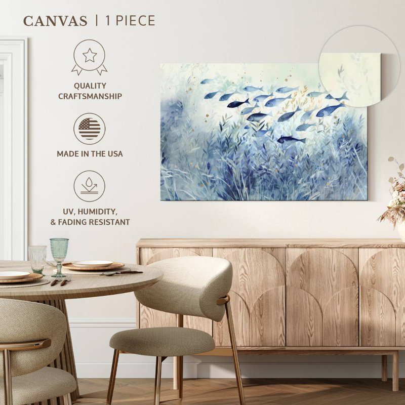 Blue School Of Fish, 32" H x 48" W
