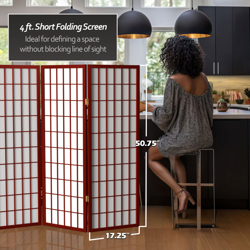 Écran court Shoji 50,75 "Alex, Palissandre, 3 panneaux