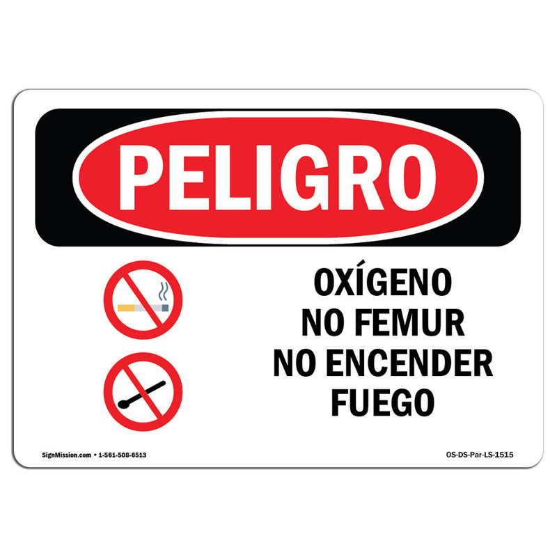 Plaque en aluminium Oxygen No Smoking No Open Flames 12 x 18, H 12 po x l 18 po x P 0,1 po