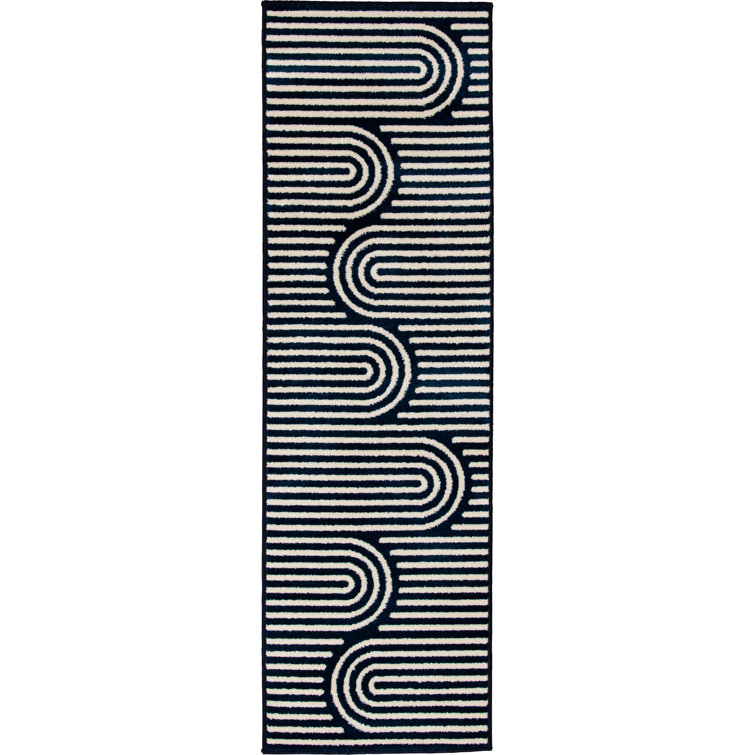 Balchand Geometric Machine Tufted Polypropylene Indoor / Outdoor Area Rug in Blue