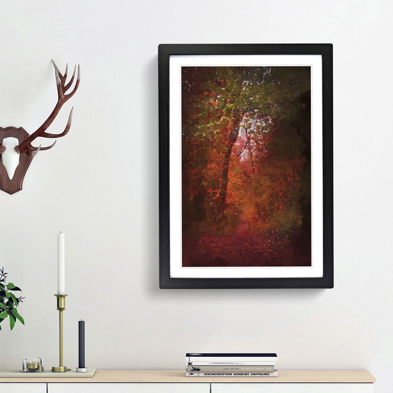 Path Through the Forest in Abstract - Picture Frame Graphic Art Print, Black Framed, 48cm H x 36cm W x 2cm D